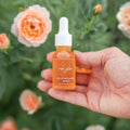 Rose Glow Anti face serum with nature-inspired artwork