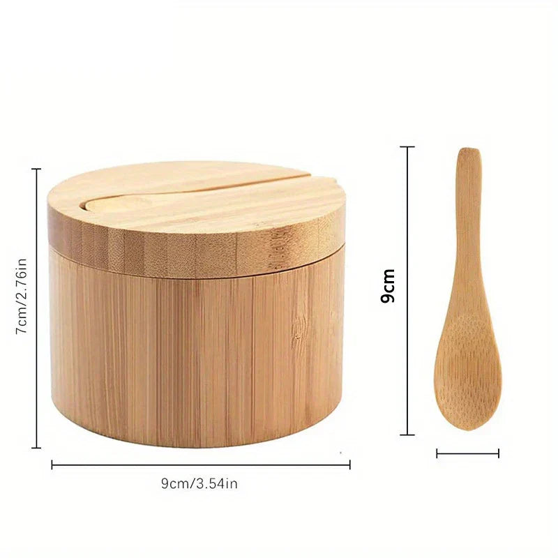 Decorbites™ Bamboo Seasoning Box with Spoon uncategorized / needs cleanup with nature-inspired artwork - product view 7