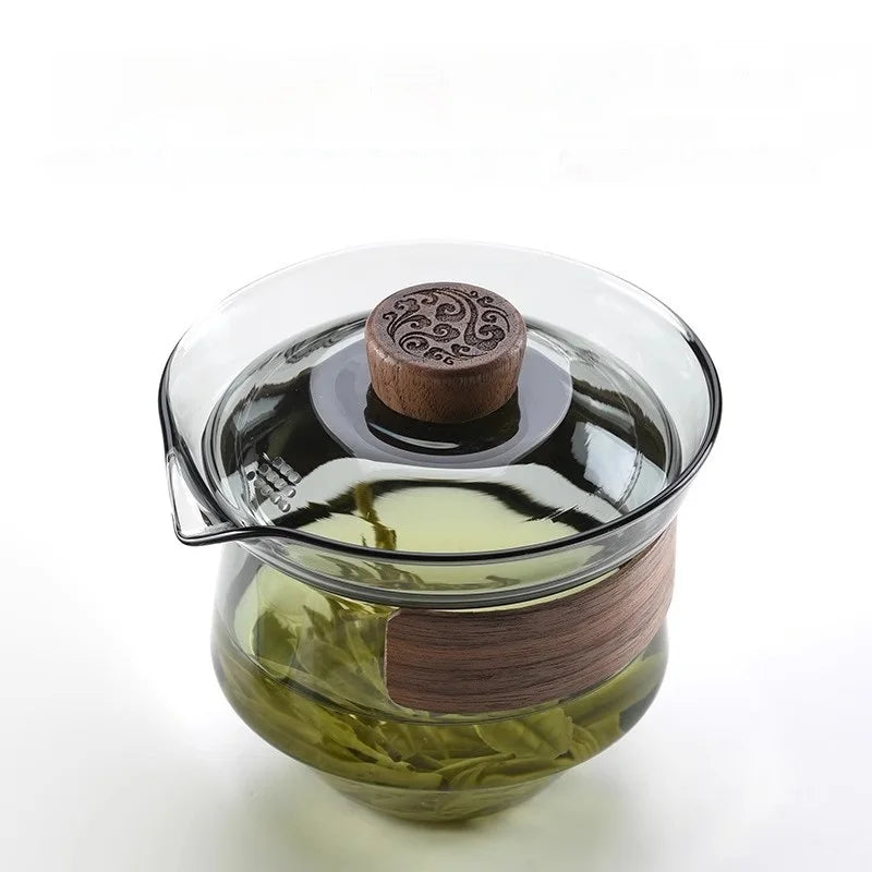 Decorbites™ Teapot Set: Chinese Kung Fu Tea Bamboo Tray & Quick Drain uncategorized / needs cleanup with nature-inspired artwork - product view 5