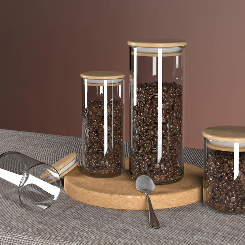 Decorbites™ Airtight Coffee Bean Storage Jar with Bamboo Lid For uncategorized / needs cleanup with nature-inspired artwork - product view 6