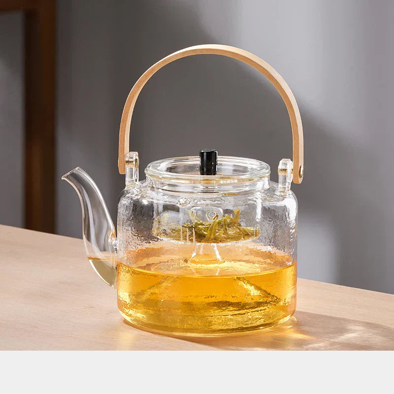 Decorbites™ Tea Pot with Bamboo Handle and Double Filter Liner uncategorized / needs cleanup with nature-inspired artwork - product view 9