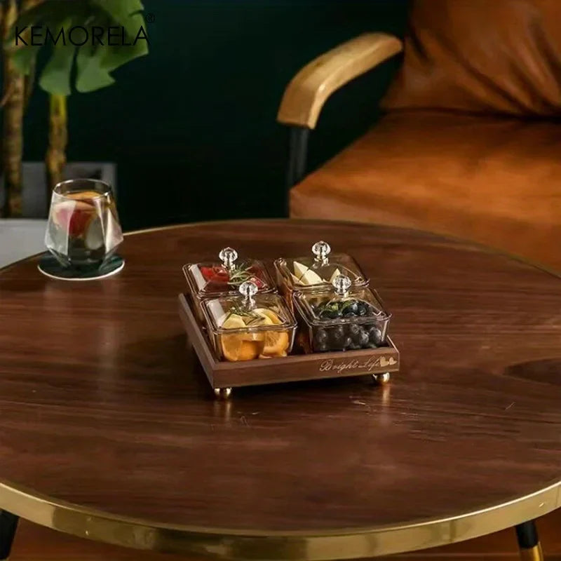 Decorbites™ Light Luxury Fruit Plate with Bamboo Wood Compartment uncategorized / needs cleanup with nature-inspired artwork - product view 7