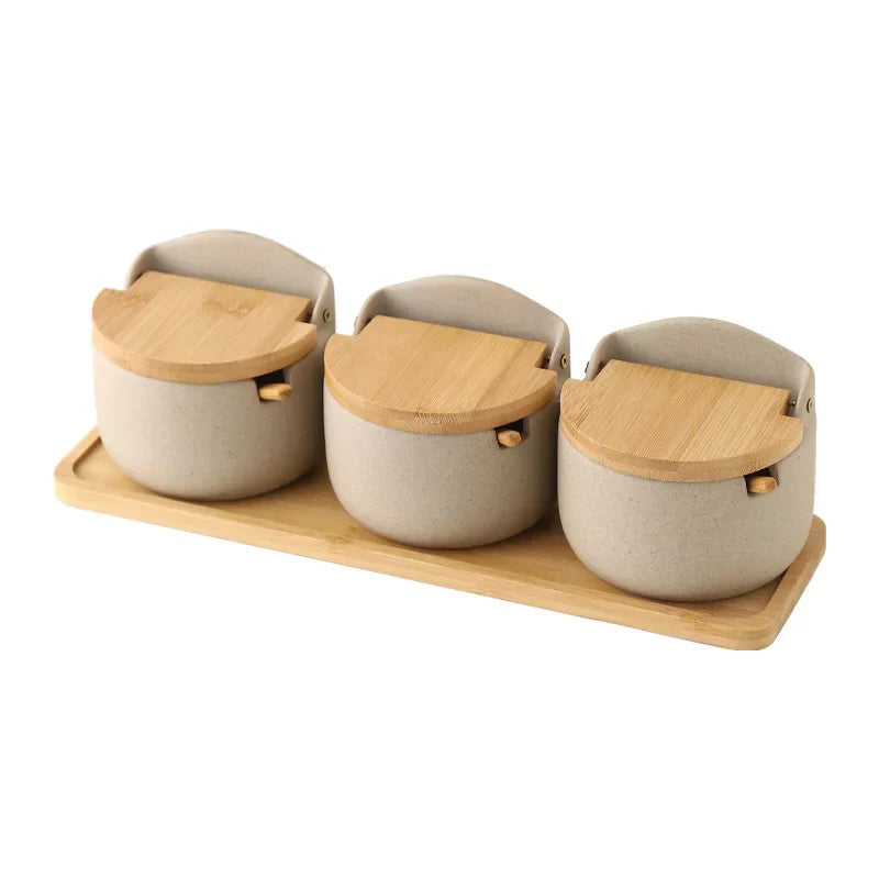 Decorbites™ Seasoning Jar Set with Bamboo Lid and Spoon uncategorized / needs cleanup with nature-inspired artwork - product view 7