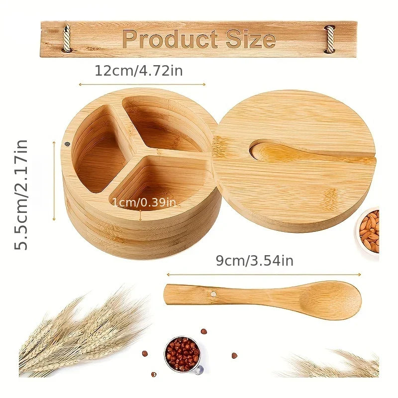 Decorbites™ Bamboo Seasoning Box with Spoon uncategorized / needs cleanup with nature-inspired artwork - product view 3