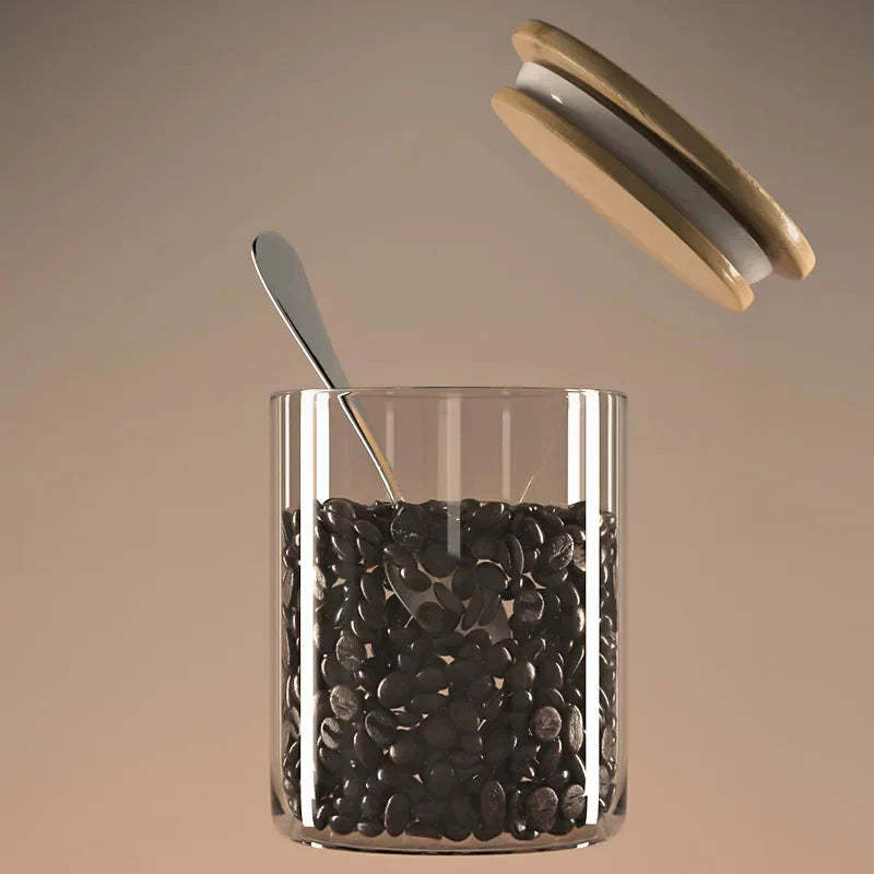 Decorbites™ Airtight Coffee Bean Storage Jar with Bamboo Lid For uncategorized / needs cleanup with nature-inspired artwork - product view 2