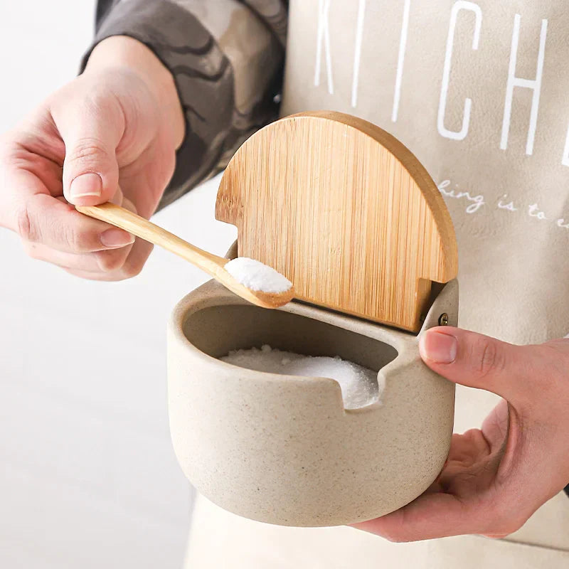 Decorbites™ Seasoning Jar Set with Bamboo Lid and Spoon uncategorized / needs cleanup with nature-inspired artwork - product view 4