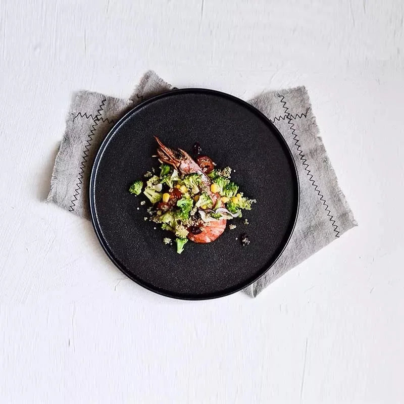 Decorbites™ Black Dinner Plate Steak Salad Lunch Plate Tray uncategorized / needs cleanup with nature-inspired artwork - product view 3