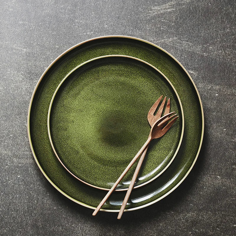 Decorbites™ Green Dinner Plate uncategorized / needs cleanup with nature-inspired artwork