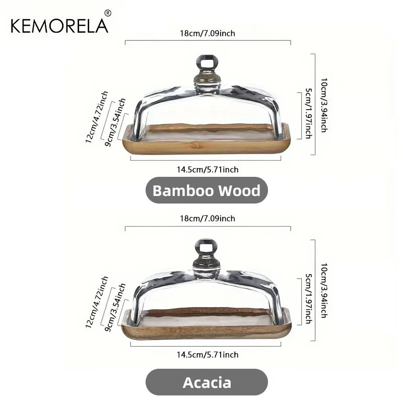 Decorbites™ Cake Dessert Wood Plate with Dust Cover uncategorized / needs cleanup with nature-inspired artwork - product view 2
