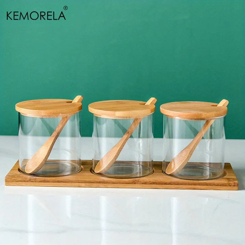 Decorbites™ Spice Jar Set with Bamboo Lid uncategorized / needs cleanup with nature-inspired artwork - product view 7