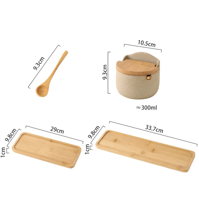 Decorbites™ Seasoning Jar Set with Bamboo Lid and Spoon uncategorized / needs cleanup with nature-inspired artwork - product view 6