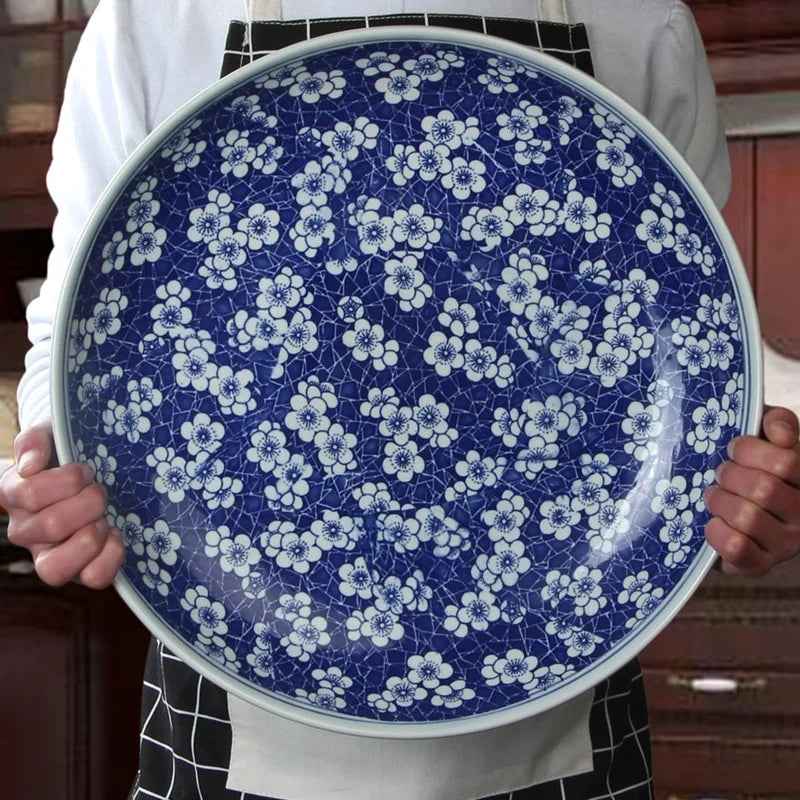 Decorbites™ Blue and White Porcelain Serving Plate uncategorized / needs cleanup with nature-inspired artwork