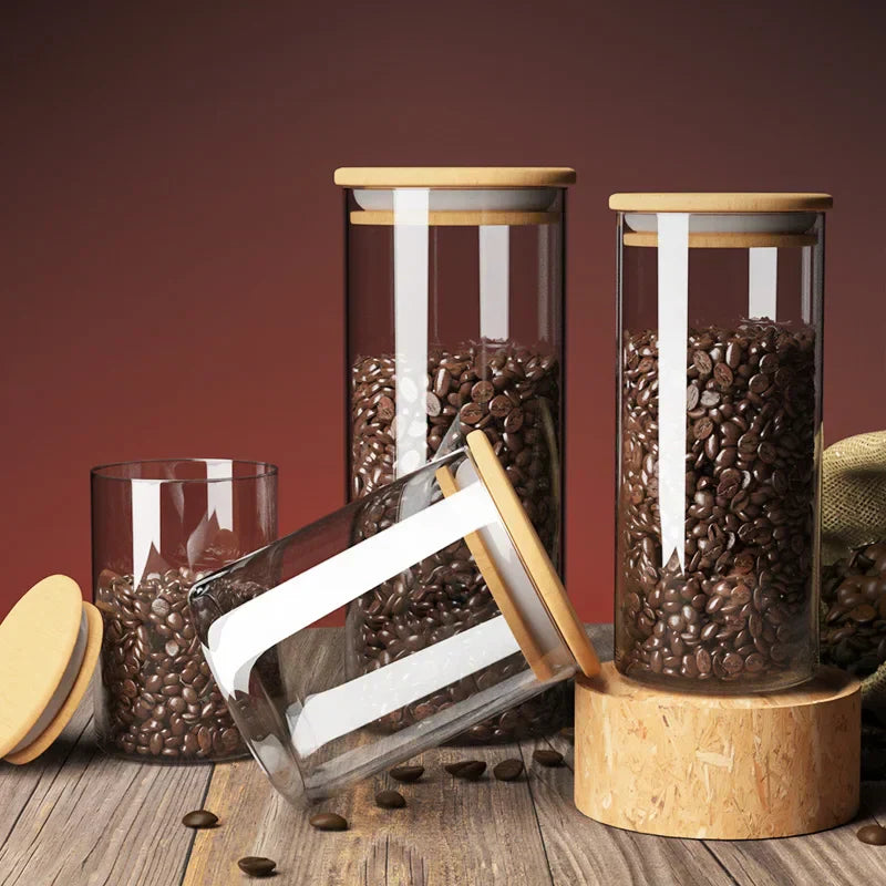 Decorbites™ Airtight Coffee Bean Storage Jar with Bamboo Lid For uncategorized / needs cleanup with nature-inspired artwork