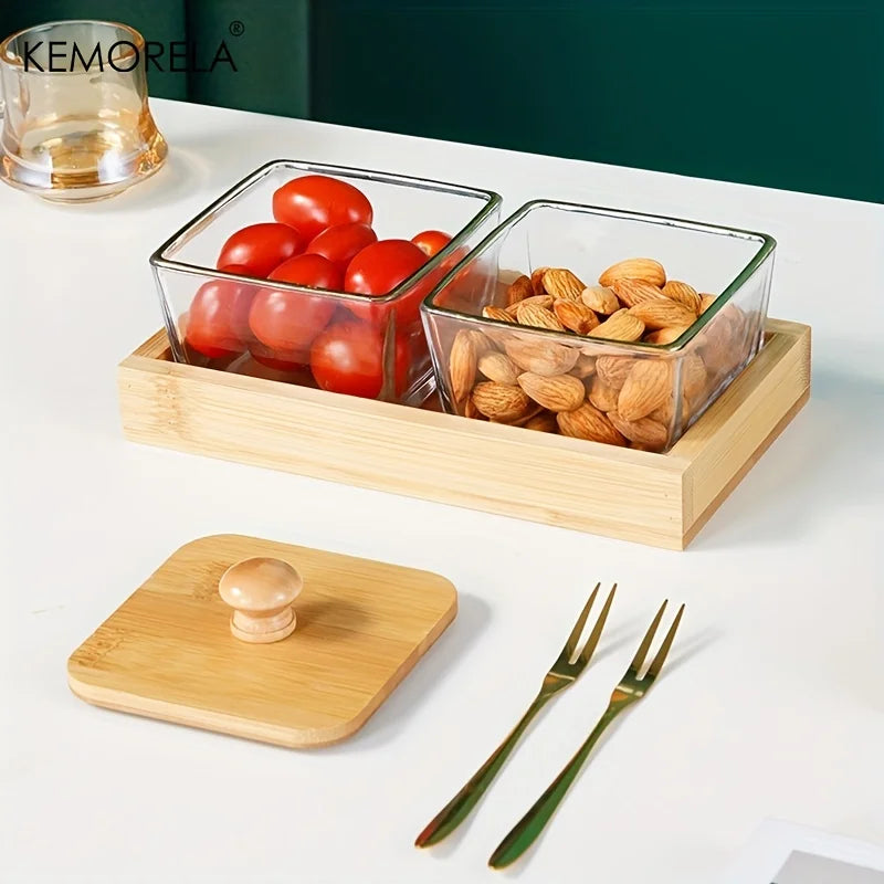 Decorbites™ Bamboo Wood Lid Snack Storage Jar uncategorized / needs cleanup with nature-inspired artwork - product view 3