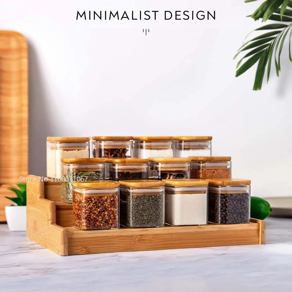 Decorbites™ 5oz Jars Set with Bamboo Lids for Tea Coffee Beans Storage uncategorized / needs cleanup with nature-inspired artwork - product view 6