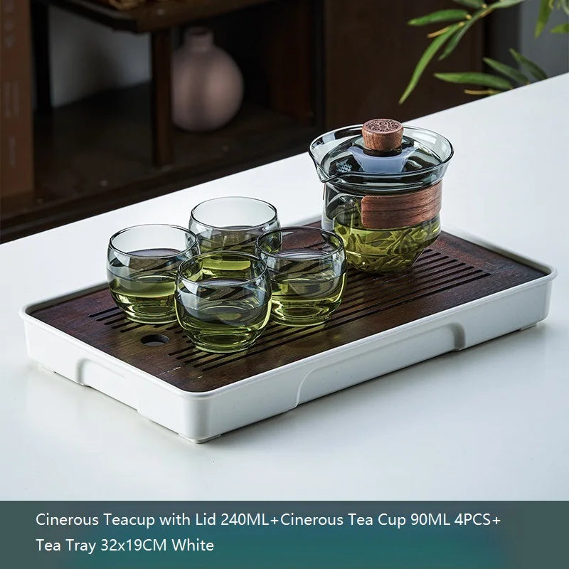 Decorbites™ Teapot Set: Chinese Kung Fu Tea Bamboo Tray & Quick Drain uncategorized / needs cleanup with nature-inspired artwork - product view 8