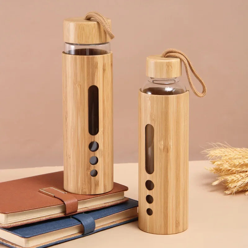 Decorbites™ Bamboo Shell Water Bottle Gym Drinkware Sports Drinking uncategorized / needs cleanup with nature-inspired artwork - product view 4