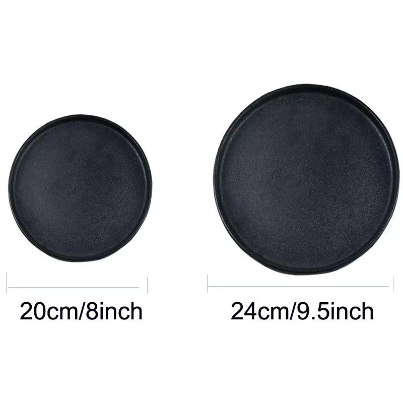 Decorbites™ Black Dinner Plate Steak Salad Lunch Plate Tray uncategorized / needs cleanup with nature-inspired artwork - product view 5