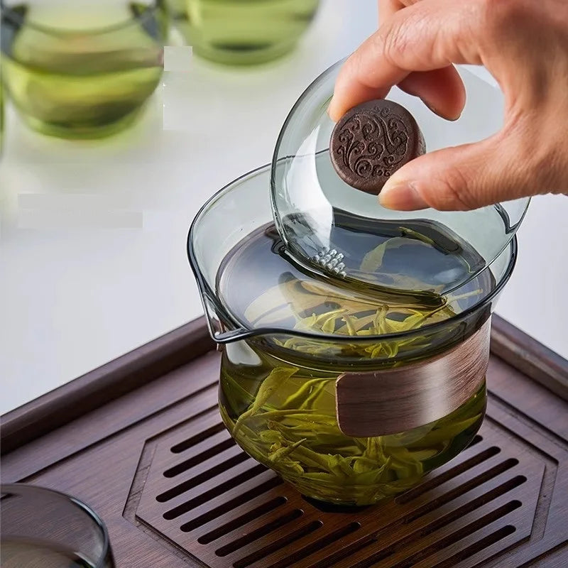 Decorbites™ Teapot Set: Chinese Kung Fu Tea Bamboo Tray & Quick Drain uncategorized / needs cleanup with nature-inspired artwork