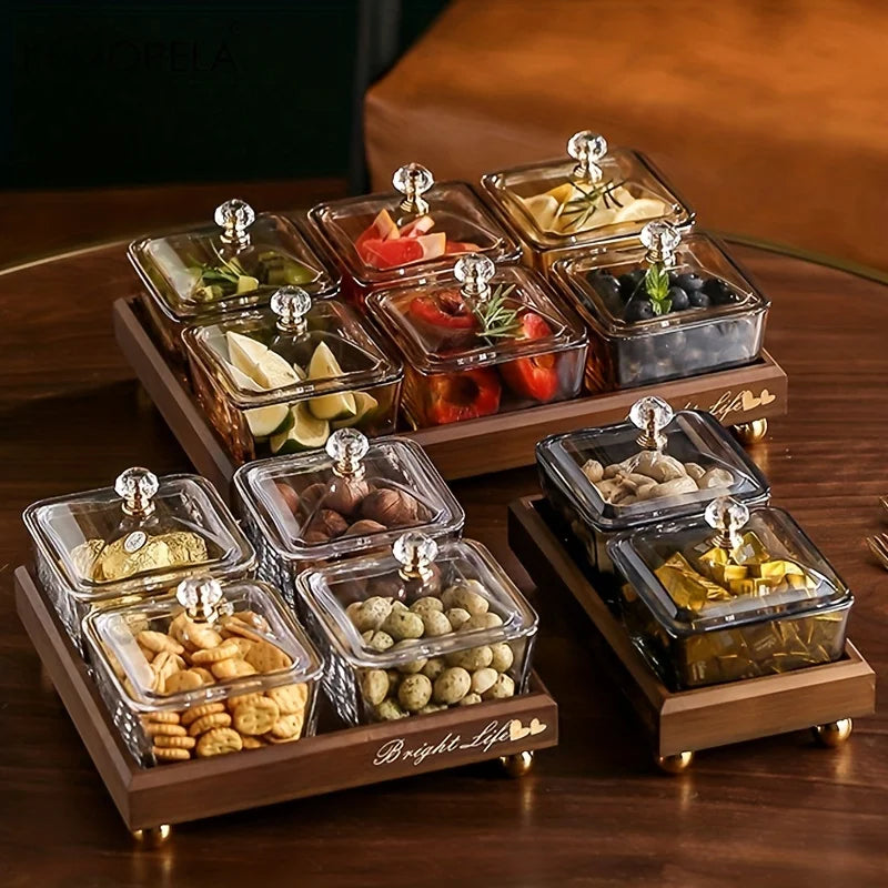 Decorbites™ Light Luxury Fruit Plate with Bamboo Wood Compartment uncategorized / needs cleanup with nature-inspired artwork - product view 2