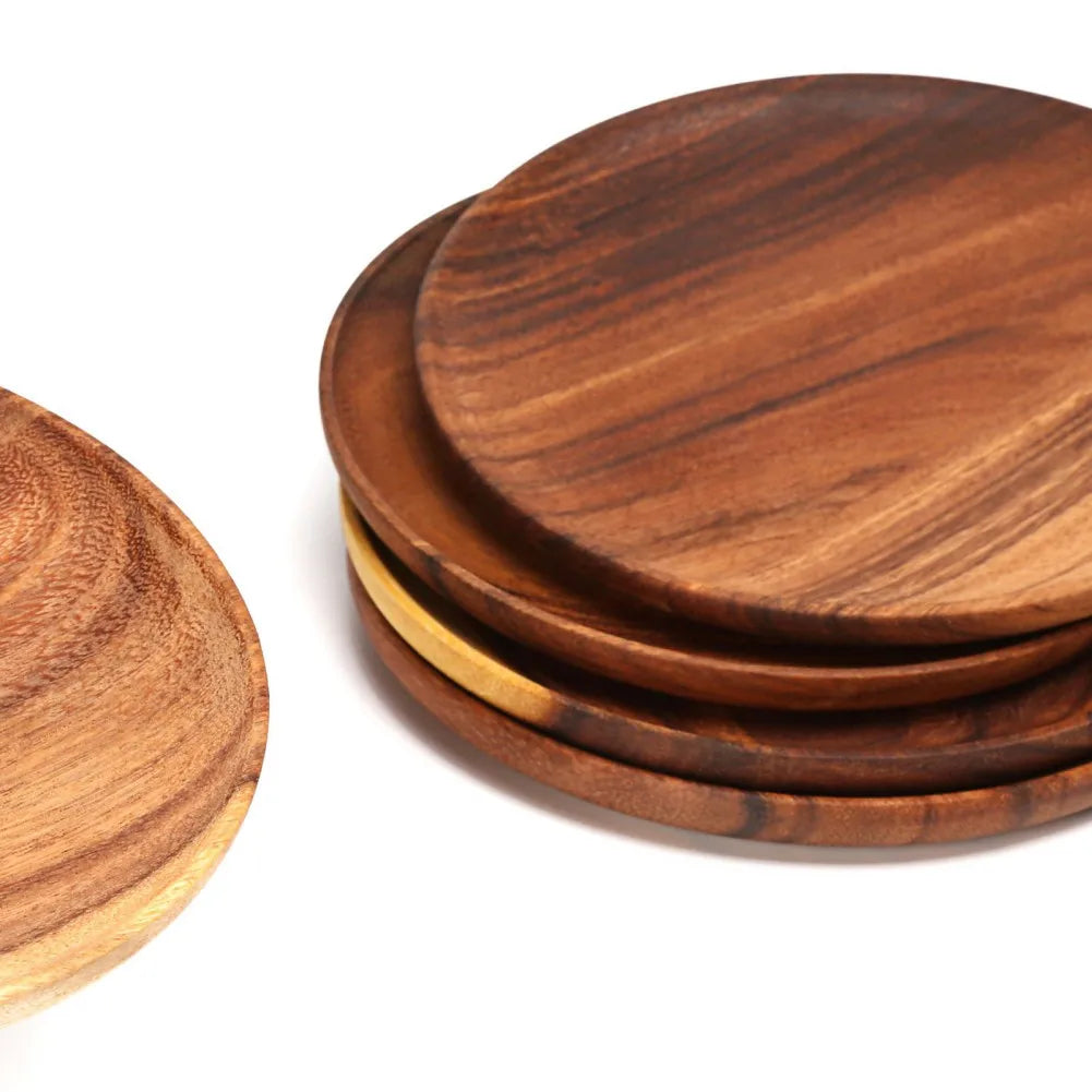 Decorbites™ Beech Wooden Round Plate for Snacks & Fruits uncategorized / needs cleanup with nature-inspired artwork - product view 2