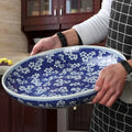 Decorbites™ Blue and White Porcelain Serving Plate uncategorized / needs cleanup with nature-inspired artwork - product view 6