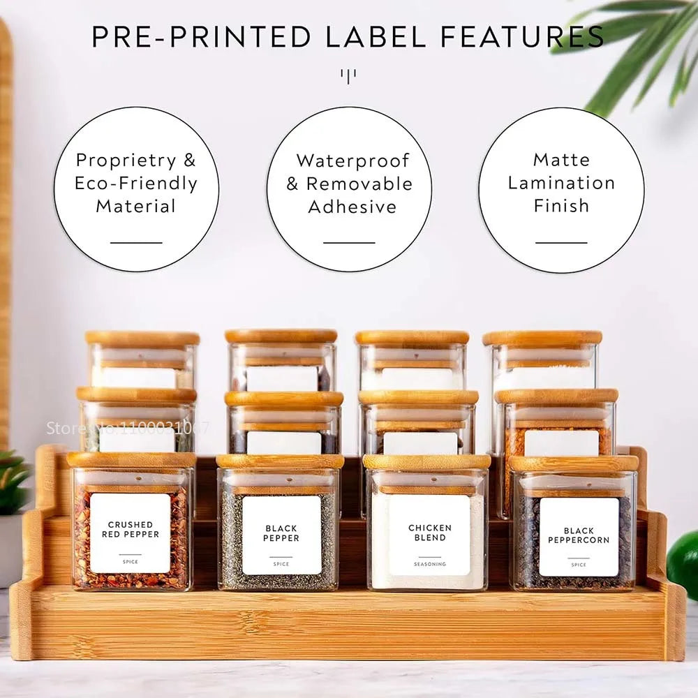Decorbites™ 5oz Jars Set with Bamboo Lids for Tea Coffee Beans Storage uncategorized / needs cleanup with nature-inspired artwork - product view 3