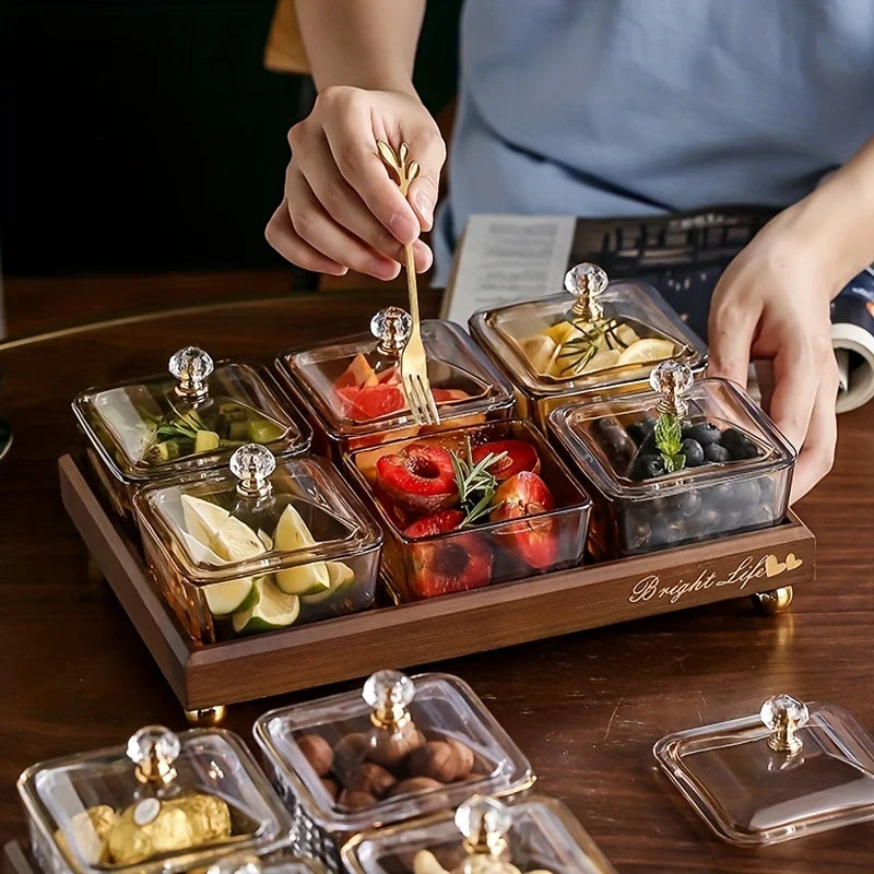 Decorbites™ Light Luxury Fruit Plate with Bamboo Wood Compartment uncategorized / needs cleanup with nature-inspired artwork - product view 3