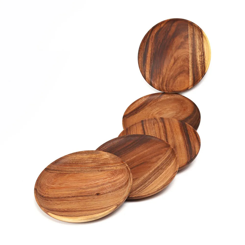 Decorbites™ Beech Wooden Round Plate for Snacks & Fruits uncategorized / needs cleanup with nature-inspired artwork - product view 5