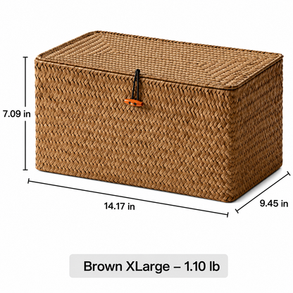 Woven Lidded Seagrass Storage Box