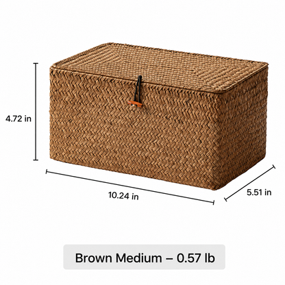 Woven Lidded Seagrass Storage Box