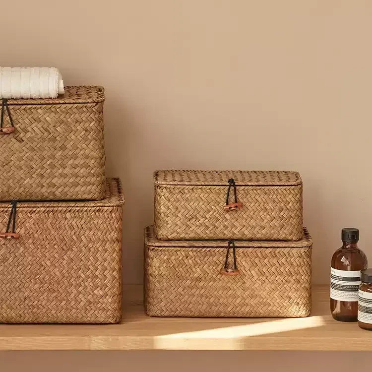 Woven Lidded Seagrass Storage Box