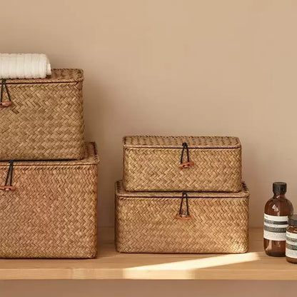Woven Lidded Seagrass Storage Box