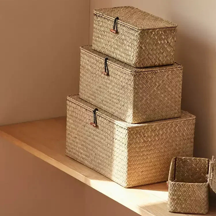 Woven Lidded Seagrass Storage Box