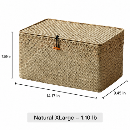 Woven Lidded Seagrass Storage Box