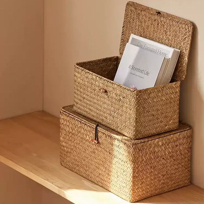 Woven Lidded Seagrass Storage Box