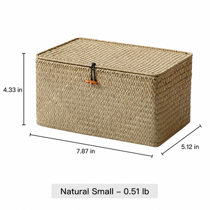 Woven Lidded Seagrass Storage Box