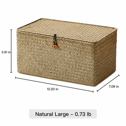 Woven Lidded Seagrass Storage Box