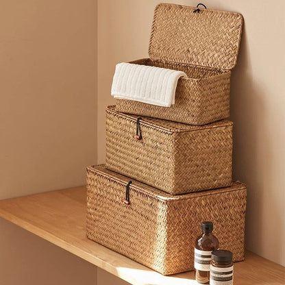 Woven Lidded Seagrass Storage Box