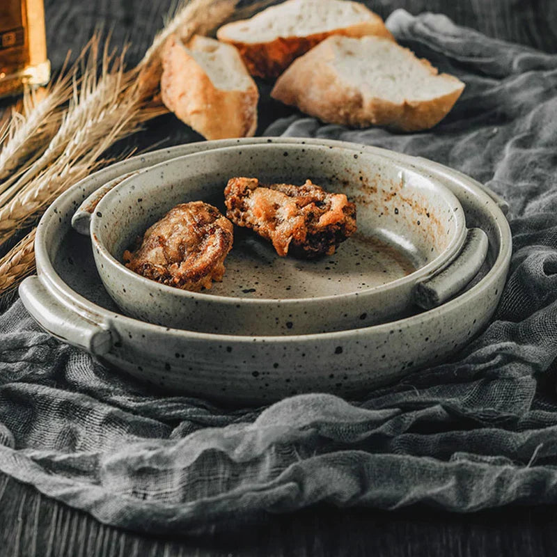 Decorbites™ Handmade Plate with Handle uncategorized / needs cleanup with nature-inspired artwork - product view 2
