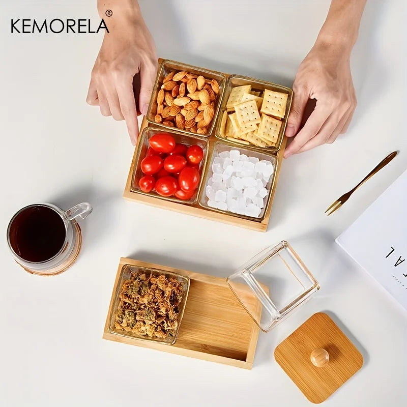 Decorbites™ Bamboo Wood Lid Snack Storage Jar uncategorized / needs cleanup with nature-inspired artwork - product view 4