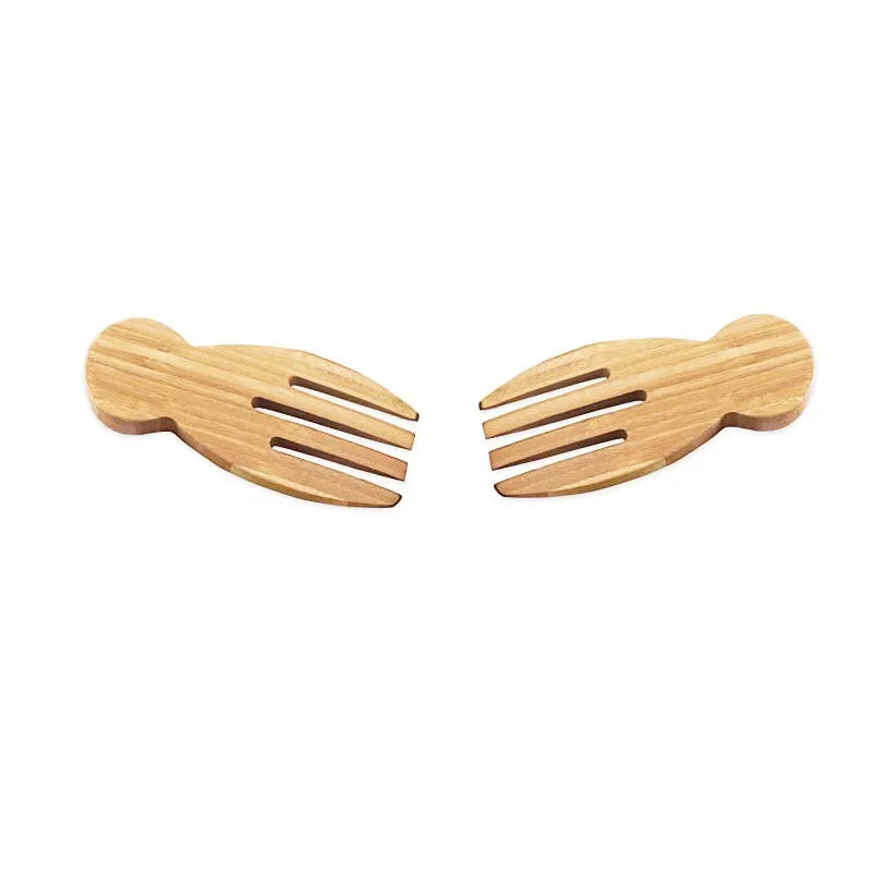 Decorbites™ Bamboo Salad Hands and Spoon Set for Kitchen Gadget Use uncategorized / needs cleanup with nature-inspired artwork - product view 3