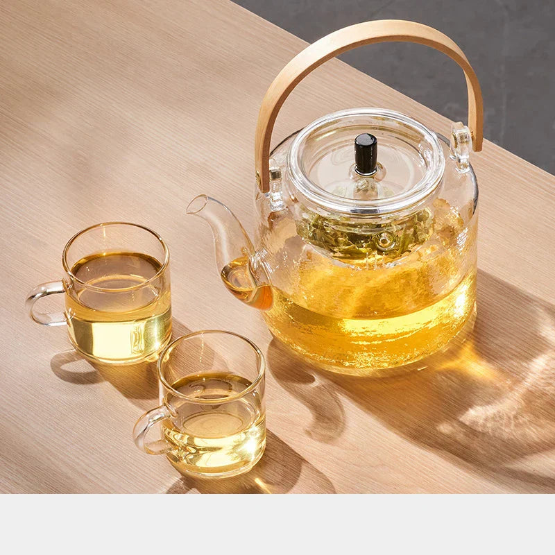 Decorbites™ Tea Pot with Bamboo Handle and Double Filter Liner uncategorized / needs cleanup with nature-inspired artwork - product view 8