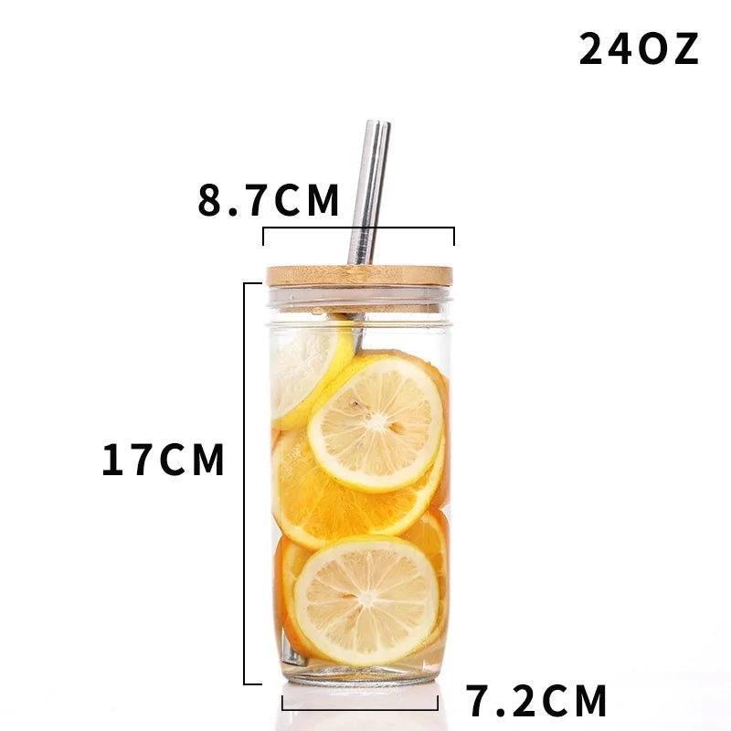 Decorbites™ Boba Smoothie Cup with Bamboo Lid & Stainless Steel Straw uncategorized / needs cleanup with nature-inspired artwork - product view 6