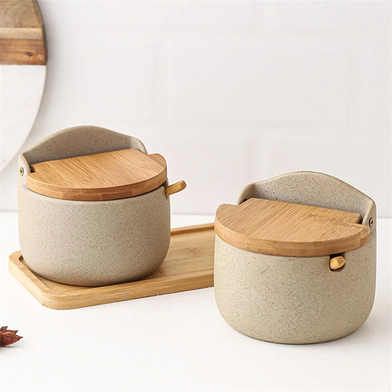 Decorbites™ Seasoning Jar Set with Bamboo Lid and Spoon uncategorized / needs cleanup with nature-inspired artwork - product view 5