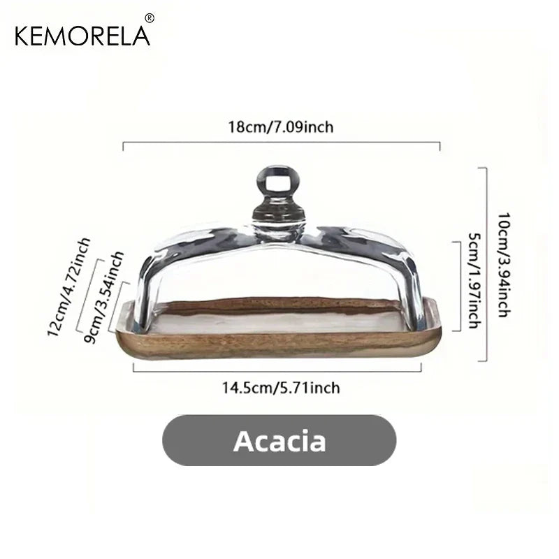Decorbites™ Cake Dessert Wood Plate with Dust Cover uncategorized / needs cleanup with nature-inspired artwork - product view 7