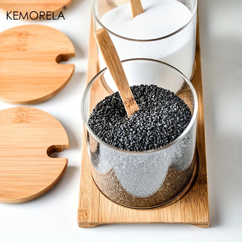 Decorbites™ Spice Jar Set with Bamboo Lid uncategorized / needs cleanup with nature-inspired artwork - product view 5