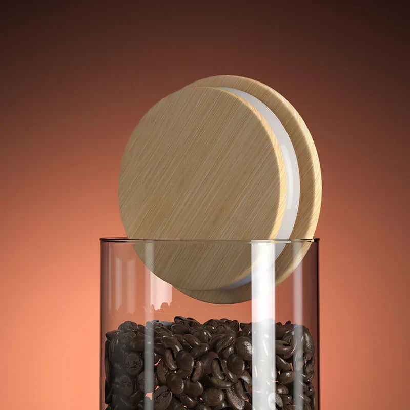 Decorbites™ Airtight Coffee Bean Storage Jar with Bamboo Lid For uncategorized / needs cleanup with nature-inspired artwork - product view 5