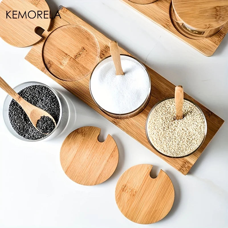 Decorbites™ Spice Jar Set with Bamboo Lid uncategorized / needs cleanup with nature-inspired artwork - product view 2