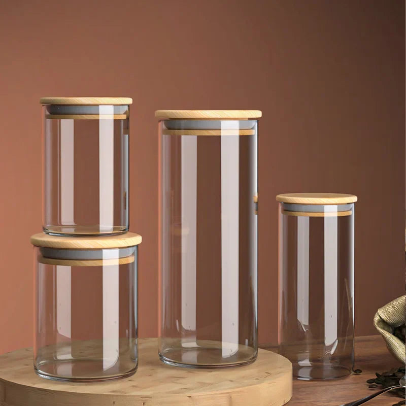 Decorbites™ Airtight Coffee Bean Storage Jar with Bamboo Lid For uncategorized / needs cleanup with nature-inspired artwork - product view 4
